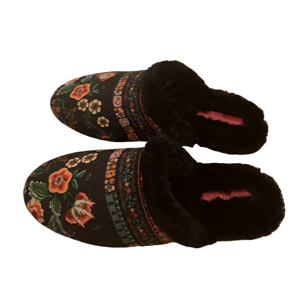 Johnny Was Ardell Floral Faux Fur Slippers - Picture 2 of 6